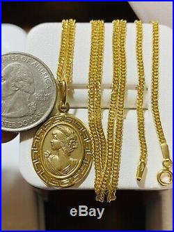 18K 750 Saudi Gold Womens Queen Necklace With 18 Long 2mm USA Seller