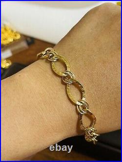 18K 750 Saudi Real Fine UAE Gold 8 Long WOMEN'S Bracelet 4.31g 11mm Fits Large