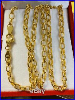 18K 750 Yellow Gold Chain Mens Womens Necklace 20 Long 4mm