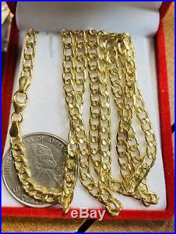 18K 750 Yellow Gold Curb Mens Real Chain Necklace 22 Long 4mm USA Seller