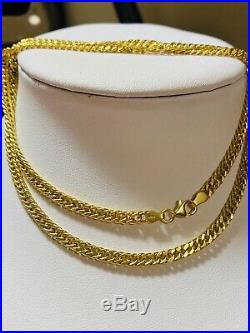 18K 750 Yellow Gold Mens Real Cuban Chain Necklace 22 Long 4mm US Seller 10.12g