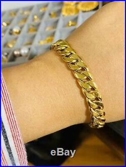 18K 750 Yellow Gold Mens Unisex Bracelet 8 Long 10mm USA Seller Great Gift