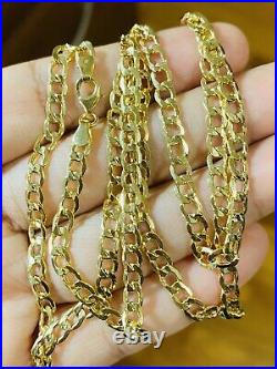 18K 750 Yellow Gold Mens Womens Curb Necklace 22 Long 4mm 7.5g Fast Ship USA