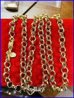 18K 750 Yellow Gold Rolo Mens Real Chain Necklace 22 Long 4mm USA Seller