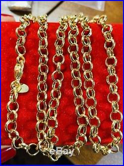 18K 750 Yellow Gold Rolo Mens Real Chain Necklace 24 Long 4mm USA Seller