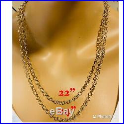 18K 750 Yellow Gold Rolo Mens Real Chain Necklace 24 Long 4mm USA Seller