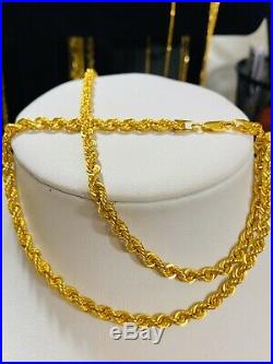 18K 750 Yellow Gold Rope Chain Necklace 24 Long 4mm USA Seller