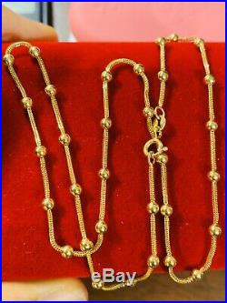 18K 750 Yellow Gold Small Ball Chain Womens Necklace 16 Long