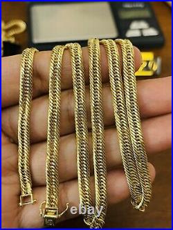 18K 750 Yellow Real Saudi UAE Gold Mens Womens Curb Necklace 22 5mm 13.98grams