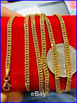 18K Fine 18 Yellow Gold Mens Womens Chain Necklace With 3.2mm Wide USA Seller