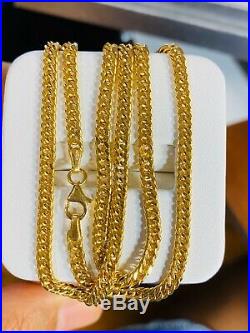 18K Fine 20 Yellow Gold Mens Womens Chain Necklace With 3.5mm Wide USA Seller