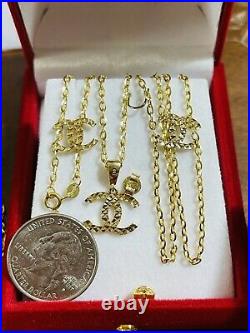 18K Fine 750 Real Gold 16Long Womens Handmade Set Necklace & Earring 2mm 6.21g