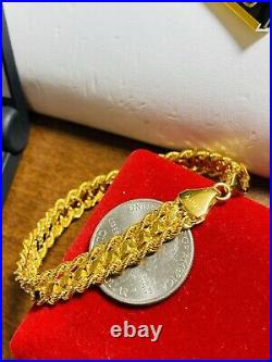 18K Fine 750 Real Gold Womens Rope Saudi Gold Bracelet 7 Long 18cm 8mm 7.73g