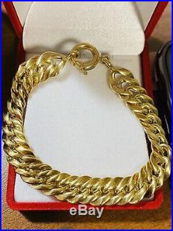 18K Fine 750 Real WOMEN'S Cuban Saudi Gold Bracelet FITS 7 USA SELLER 11.2mm