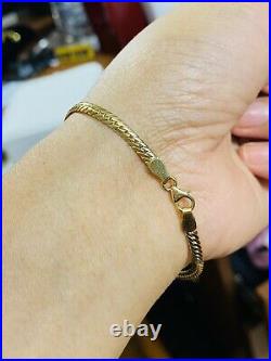18K Fine 750 Real Womens Saudi Gold Cameo Queen Bracelet 7.2 Long 3.2mm 4.94g