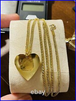 18K Fine 750 Saudi Gold 18 Long Womens Heart Necklace 3.81g 2.5mm