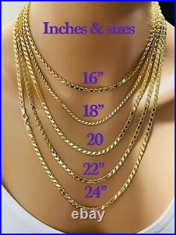 18K Fine 750 Saudi Gold 22 Long Mens Womens Damascus Chain Necklace 4mm 9.24g