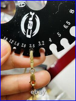 18K Fine 750 Saudi Gold 22 Long Mens Womens Wheat Chain Necklace 2.5mm 7.3g