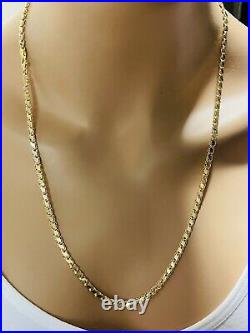 18K Fine 750 Saudi Gold 24 Long Mens Womens Damascus Chain Necklace 4mm 10.0g