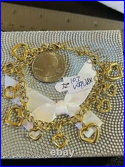 18K Fine 750 Saudi Gold Heart Charm Women's Bracelet 18cm / 7 Long 10.31g 5mm