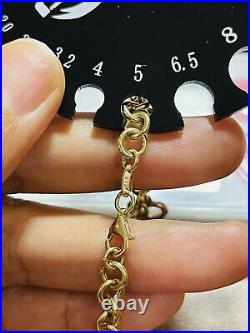 18K Fine 750 Saudi Gold Heart Charm Women's Bracelet 18cm / 7 Long 10.31g 5mm