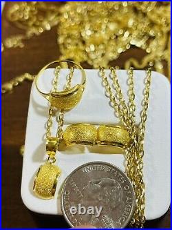 18K Fine 750 Saudi Gold Kids Adult Necklace & Earring 16 Ring 6 1.6mm 5.81g