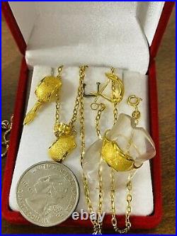 18K Fine 750 Saudi Gold Kids Adult Necklace & Earring 18 Ring 6 1.6mm 6.31g