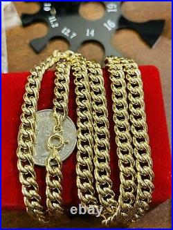 18K Fine 750 Saudi Gold Mens Cuban Chain Necklace With 24 Long 7mm 14.05g
