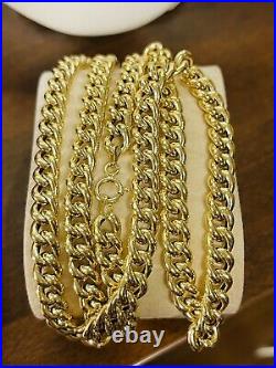 18K Fine 750 Saudi Gold Mens Cuban Chain Necklace With 24 Long 7mm 14.05g