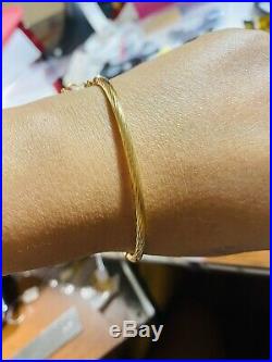 18K Fine 750 Saudi Gold Women's Bangle Bracelet Freesize S/M 6-7 3.2mm