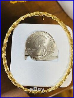 18K Fine 750 Saudi Gold Women's Bangle Bracelet Freesize s-m-l 3.2mm