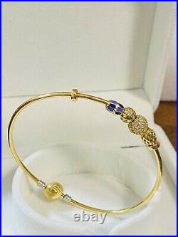 18K Fine 750 Saudi Gold Women's Bangle Bracelet fits Sm/Med Or 6-7 2mm 7.16g