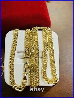 18K Fine 750 Saudi Gold Womens 18 Long Cuban Chain Necklace 4.5mm Wide 9.1g