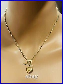 18K Fine 750 Saudi Gold Womens Heart Necklace With 18 Long 2.5mm-12.7mm 6.7g