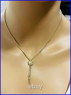 18K Fine 750 Saudi Gold Womens Heart Set Necklace With 18 Long 2mm-11mm 6.7g