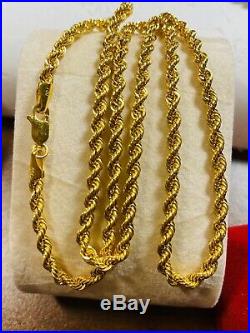 18K Fine 750 Saudi Gold Womens Rope Chain Necklace 18 Long 3.2mm 6.4g