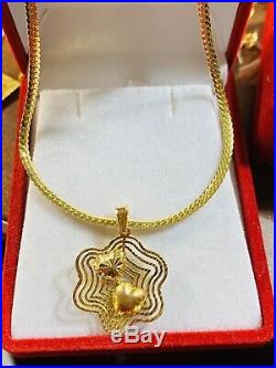 18K Fine 750 Saudi Gold Womens Set Flower Necklace 18 Long 2.5mm