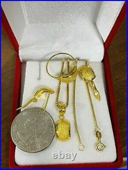 18K Fine 750 Saudi Gold Womens Set Necklace & Earring 18 Ring 6 1.6mm 7.33g