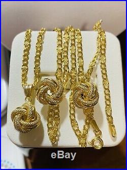 18K Fine 750 Saudi Gold Womens Set Necklace & Earring 20 Long 2.5mm 6.33g