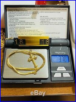 18K Fine 750 Saudi Gold Womens Snake Cross Necklace 18 Long USA Seller 2.5mm