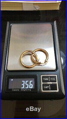 18K Fine 750 Saudi Gold Yellow Women's Hoops Earring USA Seller 3.56g