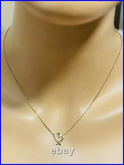 18K Fine 750 Saudi Real Gold Womens Heart Set Necklace With 18 Long 3g 1.2mm