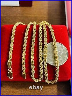 18K Fine 750 Saudi Real UAE Gold 20Long Womens Rope Chain Necklace 3.2mm 7.13g