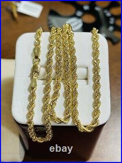 18K Fine 750 Saudi Real UAE Gold 20Long Womens Rope Chain Necklace 3.2mm 7.13g