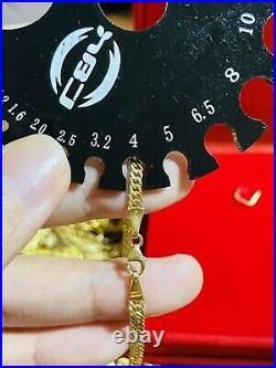 18K Fine 750 Saudi UAE Gold 21 Long Womens Virgen Caridad Necklace 3.5mm 8.4g