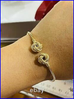 18K Fine 750 Saudi UAE Gold Real Women's Knot Bangle Fits 6-7 11mm 4.6 grams