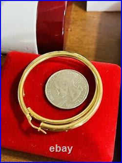 18K Fine 750 Saudi UAE Real Gold Womens Large Hoops Earring 3.2mm 3.53g 1.8