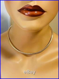 18K Fine Gold Womens Omega Necklace With 16 Long USA Seller Two Tone Color