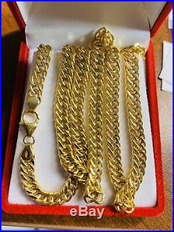 18K Fine Saudi Gold Chain Mens Necklace With 24 Long 6mm Wide USA Seller