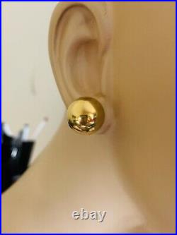 18K Fine Saudi Gold Large Beautiful Stud Women's Earring 5.64g Big Size